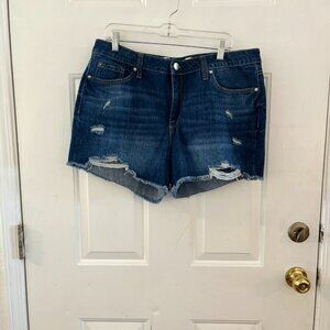 Seven7 Woman's Plus-Size Weekend Destressed Raw Hem Jean Shorts Sz 14